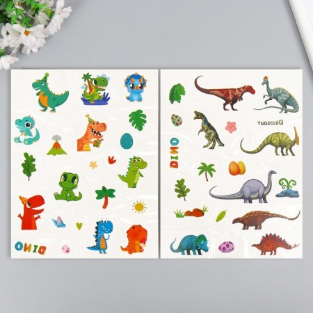 Tattoo on the body color "Cartoon dinosaurs" MIX 24x14.5 cm