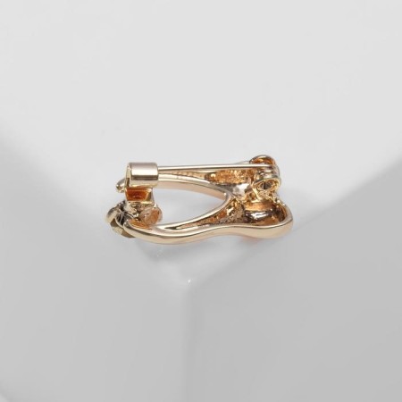 Brooch "Tooth" with rhinestones, white color in gold-1
