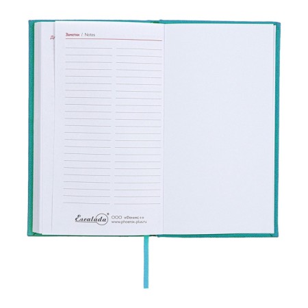 The weekly dated 2025, 85x145 mm, 64 sheets of Escalada, a solid cover made of artificial leather, pancake embossing, block 70 g/m², turquoise, turquoise-13