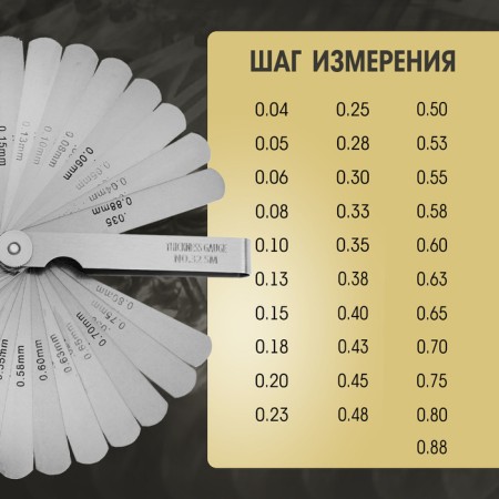 Набор щупов для измерения зазоров ТУНДРА, 0.04 - 0.88 мм, 32 шт.-1