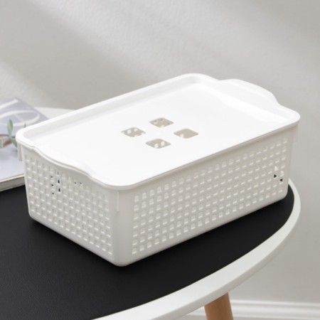Storage basket with a lid "Loft", 3.8 liters, white color