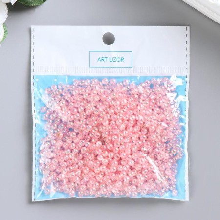 Beads for creativity plastic "Pink mother of pearl" set 20 grams d = 0.4 cm-3