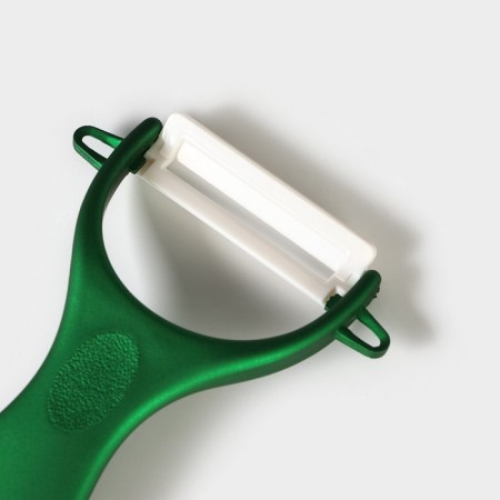 Kitchen kit on the stand “bend”, 5 objects: 4 knife, 7.5 cm, 10 cm, 13 cm, 15 cm, vegetable cleaning, green color-3