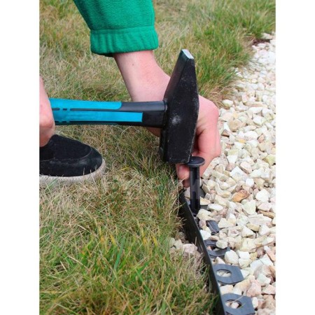 Garden plastic curb, 38 mm, black, 10 m + 30 stakes, "mango-6
