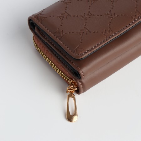 Women's wallet on the button, brown color-6