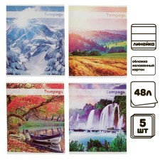 A set of notebooks of 5 pieces (4 different + 1 repeating), 48 sheets in the cell of 
