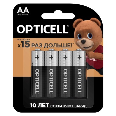 Battery Alkalin Opticell, AA, LR6-4BL, 1.5B, Blister, 4 pcs