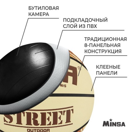 Basketball ball minsa Street, PVC, glued, 8 panels, p. 7-2