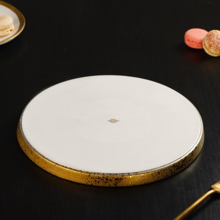 Serving porcelain dish with a magistro poursephona side, d = 25.5 cm, beige color-3