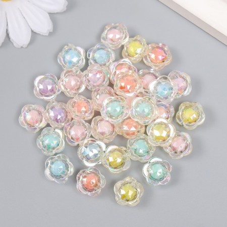 Plastic beads "Flower with faces - the internal color of the assorted" mix 20 g 1.2x1.2x0.7 cm