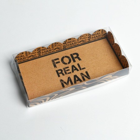 Cookie box, confectionery packaging with PVC lid, “real man”, 10.5 x 21 x 3 cm-1