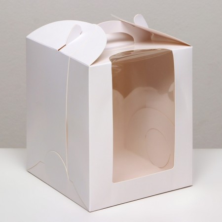 Box under the bento-port with a window, white, 15 × 15 × 18 cm