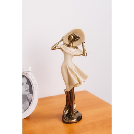 Polystone souvenir "Girl in a wide -brimmed hat. Wind" Sand with bronze 12.5x9.5x31 cm-4