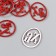 Decor "HB" on adhesive base, red color 3 × 2.5 cm (set 12 pcs)