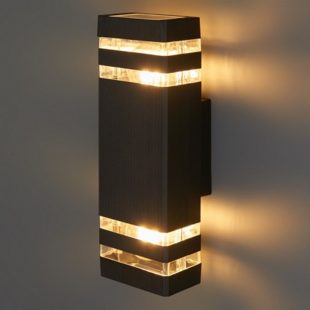 Wall lamp, invoice Duwi Techno, 110x95x320mm, 2he27, alum/glass, IP65, black, 990523-1