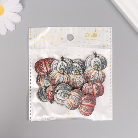 Decor for creativity wood "Three patterned pumpkins" 5.4x3.3x0.3 cm-3