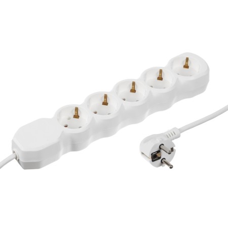 Extension cord Luazon Lighting Eco, 5 outlets, 2 m, 10 A, 2200 W, PVS 3x0.75mm2, with salary white-1
