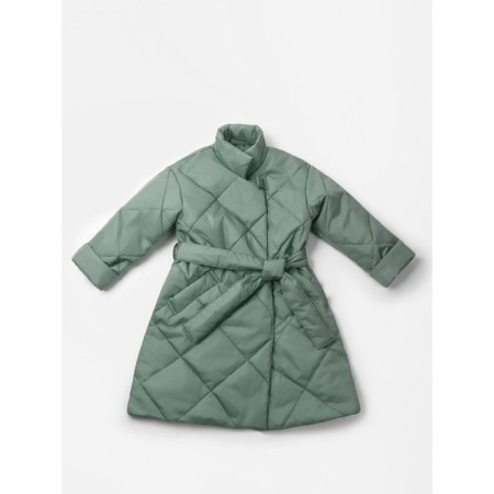 Пальто стёганое для девочек AmaroBaby TRENDY, рост 116-122 см, цвет фисташковый-11