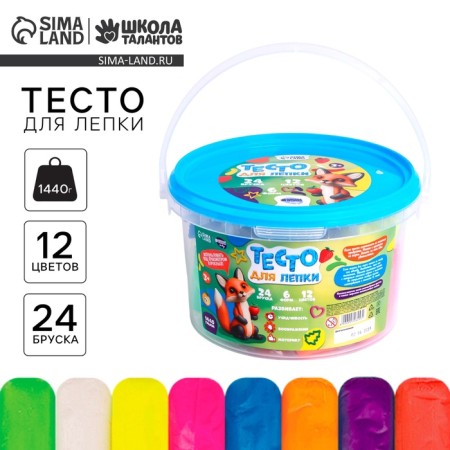 Modeling dough, 24 bars, 12 colors, 60 gr.