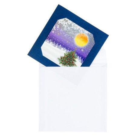 Postcard "Happy New Year!" Handmade, velvet cardboard, winter landscape-3