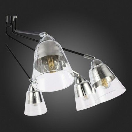 Ceiling EVOLUCE lamp. Sle102902-08. Lirino. 8x40 watts, E27, 73x73x44 cm, black color, chrome-7