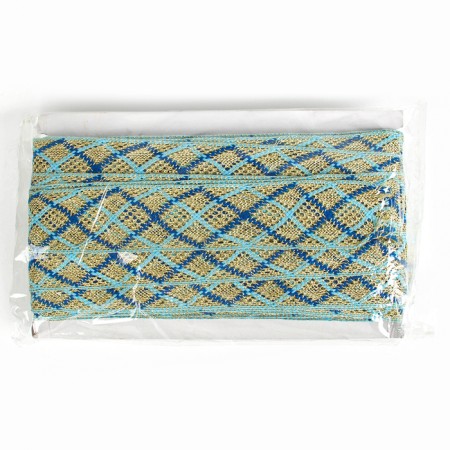 Braid, width 3.5 cm, in a package of 25 m., Blue-blue, in gold-3