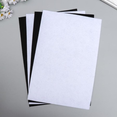 Soft felt 2 mm "white and black" set 4 sheets A4 format format-1