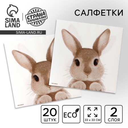 Napkins single -layer “rabbit”, 33 x 33 cm, set 20 pieces