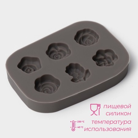 Mold Dolyana "Rose", silicone, 6.5 × 4.5 × 0.9 cm, color gray color-1