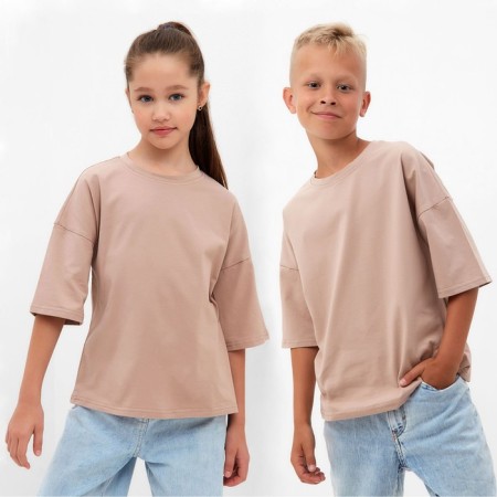 T -shirt Children's Minaku: Basic Line Kids beige color, height 116 cm