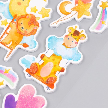 EVA sticker, Paper "Cute Beasts" with sparkles of mix 14x27.5 cm-3