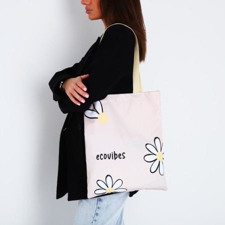 Bag Schoper "Flowers" 35x0.5x40 cm, Department without lightning, without lining, beige-7