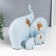 Souvenir Ceramics "Four Elephants" Blue Set 4 pcs 7.5x9.5 17x21 27x22.5 cm