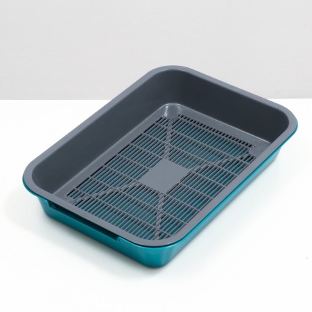 Medium toilet with a mesh of 36 x 26 x 6.5 cm, gray/turquoise-4