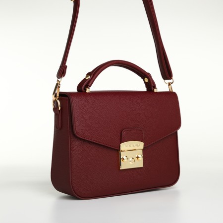 Women's bag on the valve, Textura, small size, burgundy color-2