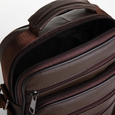 Male bag on lightning, long belt, brown color-4