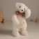 Decor "White Bear with a bow in beads" 20.5x10x9 cm