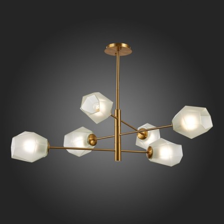 Ceiling EVOLUCE lamp. Sle205202-06. Terramo. 6x60 watts, E27, 100x100x59.5 cm, brass color-2