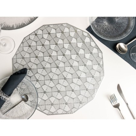 Set of serving napkins on the table "Hypnosis", 4 pcs, d = 38 cm, silver color-1