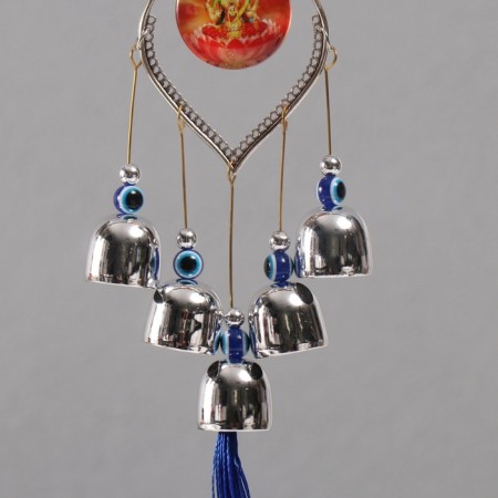 Wind Music Metal from the evil eye "Goddess Lakshmi" 5 bells 36 cm-2