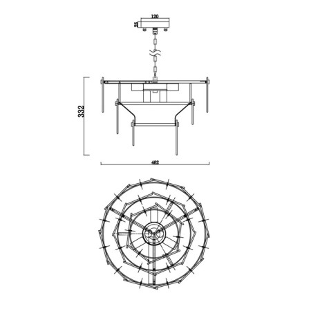 Suspended lamp Freya Fr5197PL-05BS Sophia, 470x470x735 mm, E14, 5x60W, brass color-1
