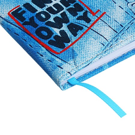 Universal Diary Grade 1-11, 48 sheets "jeans", a solid cover of artificial leather, lam-2