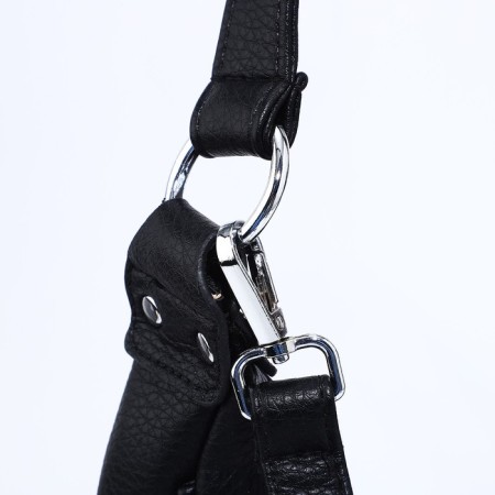 Load bag with zipper, external pocket, long belt, black color-5