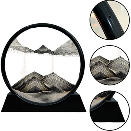 Sanding clock-picture "Karakum", D-26 cm, anti-stress, black sand-4
