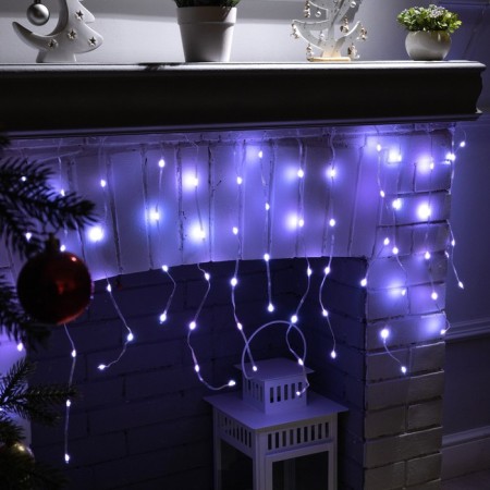 Smart garland "fringe" 2 × 0.4 m dew, IP20, silver thread, 99 LED, remote control, application, glow RGB, USB-4