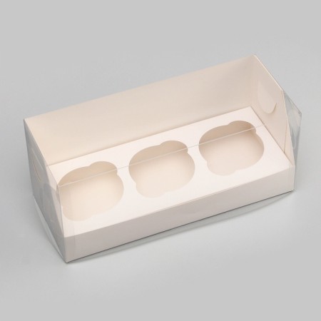 Confectionery packaging for 3 cupcake 24x10x10, white-1