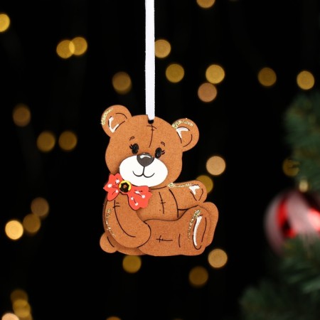 Christmas tree decoration "Bear", MDF, 6.5x8 cm