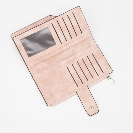 Women's wallet on the button, beige color-4