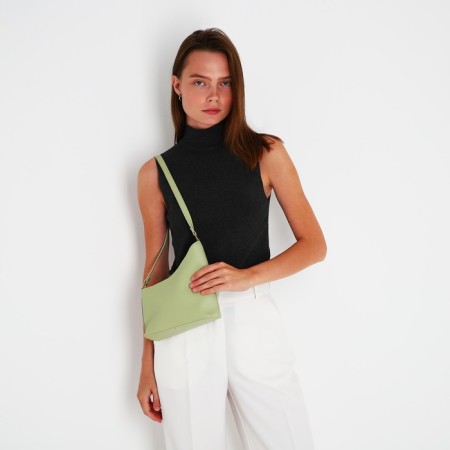 Bag Cross-Bodi with a zipper, green color-8