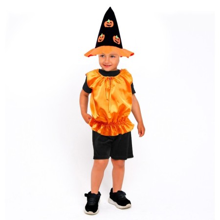 Pumpkin carnival costume, vest, black-orange hat, height 116-134-1